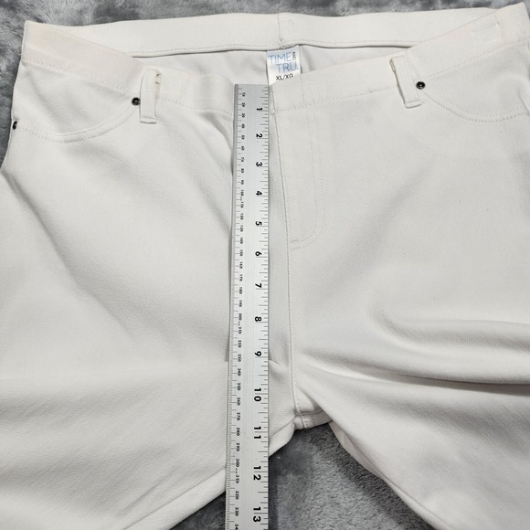 Time And Tru Jeans Women XL White High Rise Pull On Cuffed Jegging Stretch Denim - Picture 6 of 9
